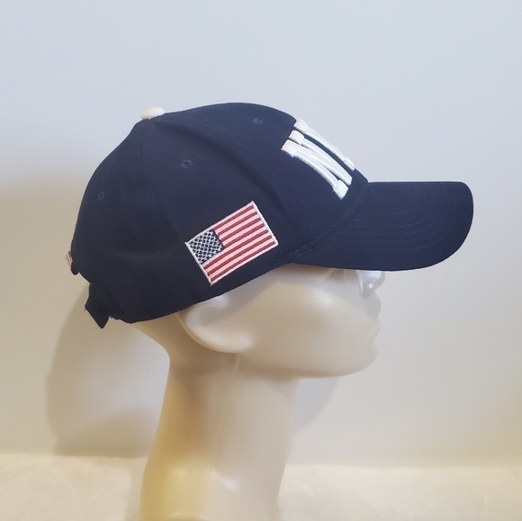 NYPD God Bless America By Colosseum White Navy Blue Baseball Hat Cap - Picture 5 of 14
